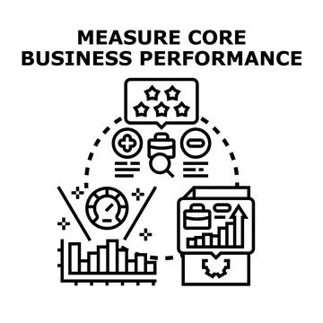 Measuring core business performance concept with charts Stock Illustration