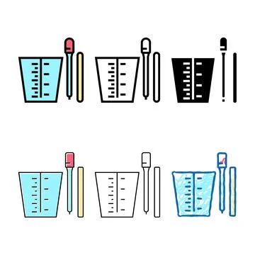 Measuring cup and stick tool resin art variations color icon vector Illustrazione stock