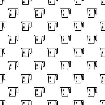 Measuring cup cooking kitchen outline seamless pattern background Stock Illustration