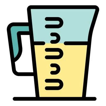 Measuring cup filled with liquid for precise cooking and baking Stockillustratie