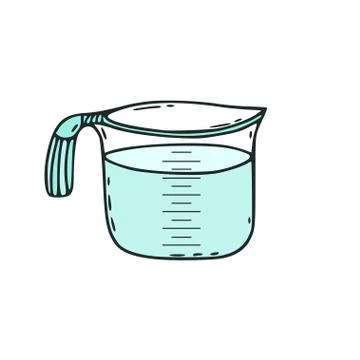 Measuring cup icon. Isolated kitchen jug with water. Stock Illustration