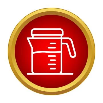 Measuring cup icon in red circle for kitchenware Stock Illustration