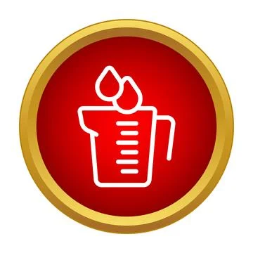 Measuring cup icon showing liquid drops and scale Ilustração Stock