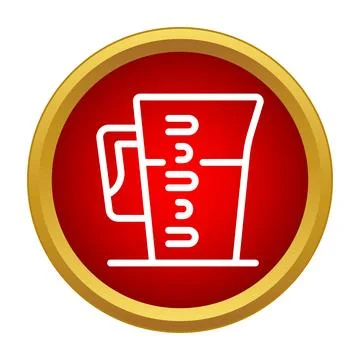 Measuring cup icon showing volume in red circle Stock Illustration