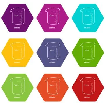 Measuring cup icons set 9 vector Stock Illustration
