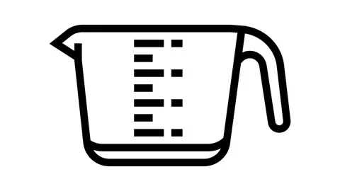 Measuring cup kitchen cookware line icon animation Stock Footage 326135898