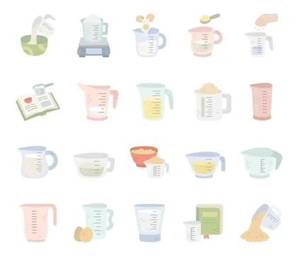 Measuring cup kitchen set in scandinavian style Illustration