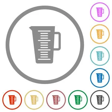 Measuring cup solid flat icons with outlines イラスト素材