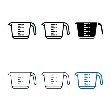 Measuring cup stylized kitchen cookware color icon vector Stock Illustration
