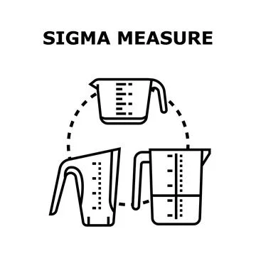 Measuring cups representing sigma process control concept 库存插图
