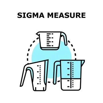 Measuring cups representing sigma process control concept Illustrazione stock