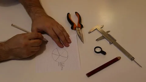 Measuring the details of the rods with compasses Stock Footage 116672325