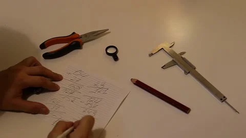 Measuring the details of the rods with compasses Video stock 116672360