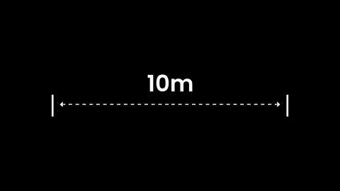 Measuring distance length 10m dotted line animation isolated on white background Stock Footage 324914435