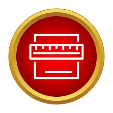 Measuring document with ruler icon on red button Stock Illustration