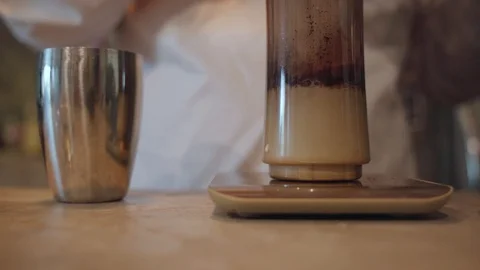 Measuring drink in blender bottle Stock Footage 99965917
