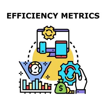 Measuring efficiency metrics for business performance optimization Stock Illustration