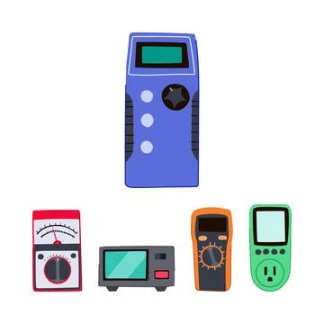 Measuring electrical power and voltage with various meters 스톡 일러스트