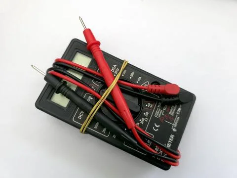 Measuring Electrical Power With a Versatile Multimeter at a Home Workshop Stock Photos