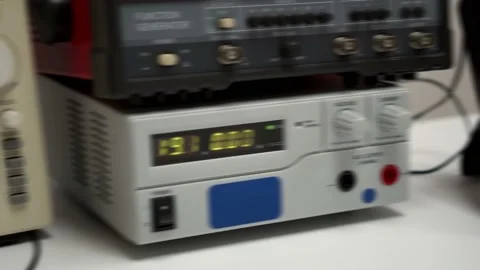 Measuring electronics instruments in a physical laboratory Stock Footage 143571148