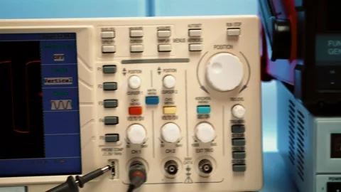 Measuring electronics instruments in a physical laboratory Stock Footage 143571227
