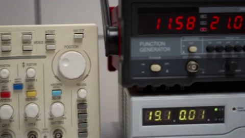 Measuring electronics instruments in a physical laboratory Stock Footage 144534724