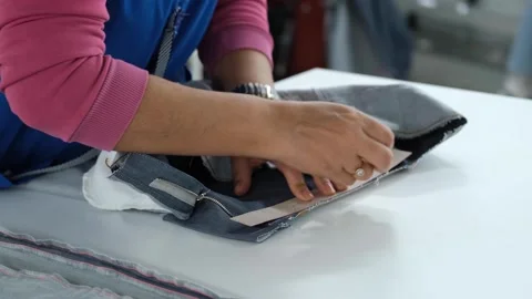 Measuring Of Fabric For clothes Stock Footage 294110902