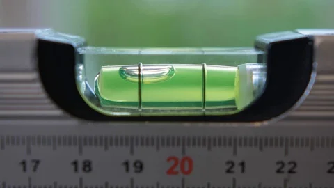 Measuring Flatness with Spirit Level Close Up Leveling Tool Stock Footage 111068750