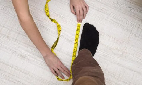 Measuring foot size Stock Photos