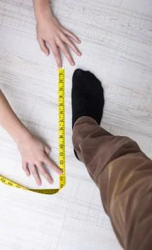 Measuring foot size Stock Photos