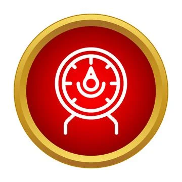 Measuring gauge icon displaying data in a red circle Stock Illustration