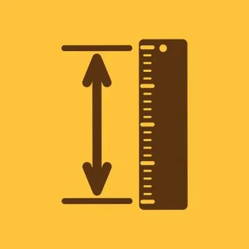 The measuring height and length icon. Ruler, straightedge, scale symbol. Flat Stock Illustration