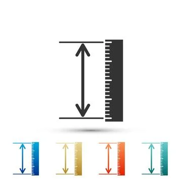 The measuring height and length icon isolated on white background. Ruler, s.. Illustrazione stock
