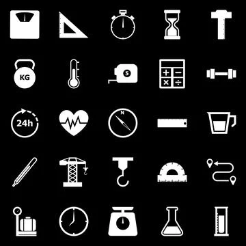 Measuring icons on black background Stock-Illustration