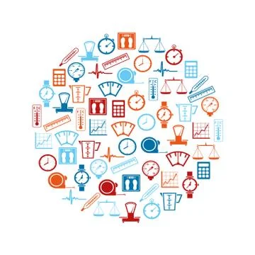 Measuring icons in circle Stock Illustration