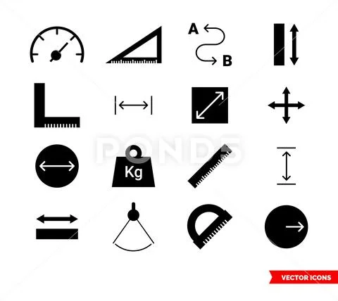 Measuring icons set of color types. Isolated vector sign symbols. Icon ...