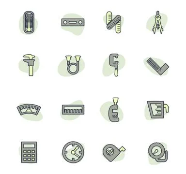 Measuring instruments icon set Illustrazione stock