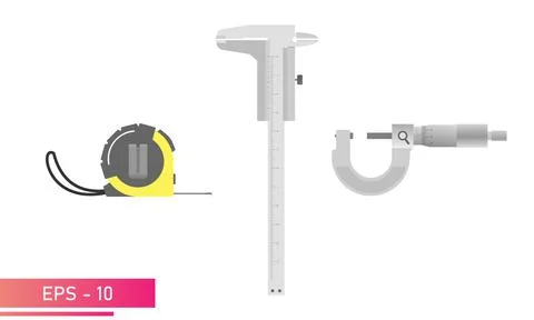 Measuring instruments, tape measure, caliper and micrometer are smooth Stock Illustration