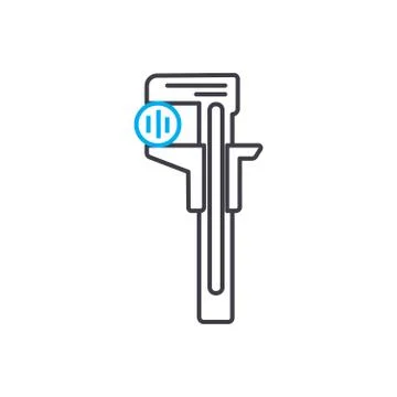 Measuring the item's diameter vector thin line stroke icon. Measuring the item's Stock Illustration