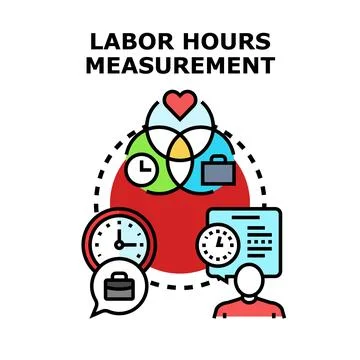 Measuring labor hours for work life balance planning Stock Illustration