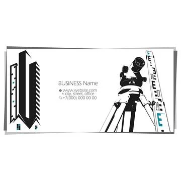 Measuring the level of a construction device. Business card for engineer bu.. Stock Illustration