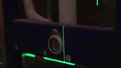 Measuring the level of a pipe for sewage system Stock Footage 281160653