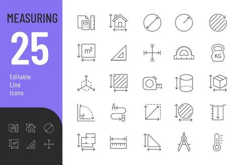 Measuring Line Editable Icons set. Stock Illustration