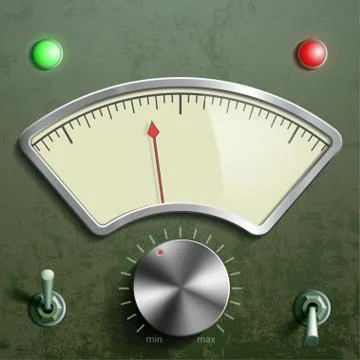 Measuring mechanical retro device with an arrow and switches. St Stock Illustration