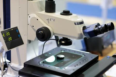Measuring microscope with digital counter display Stock Photos