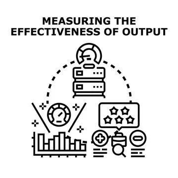 Measuring output effectiveness analyzing business performance data Stock Illustration