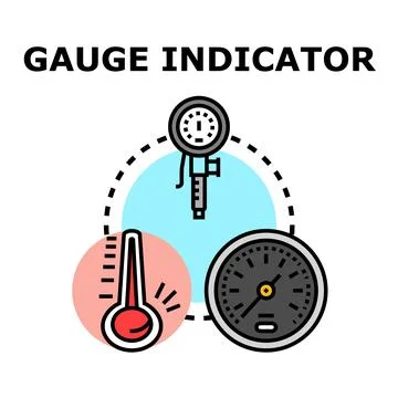 Measuring parameters with various gauge indicator tools Stock Illustration
