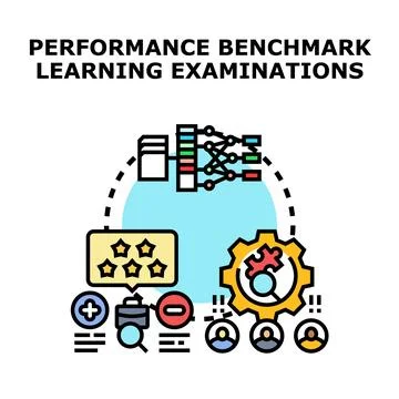 Measuring performance benchmark learning and examination process Stock Illustration