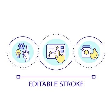 Measuring performance of sales loop concept icon Stock Illustration