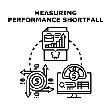 Measuring performance shortfall and business analytics concept イラスト素材